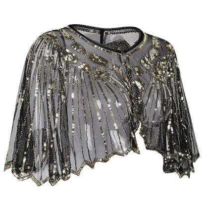 Evening Cape Shawl with Sequin Beads from the 1920s