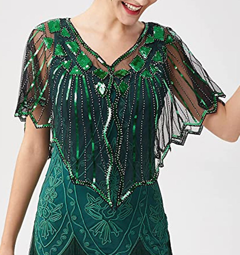 Evening Cape Shawl with Sequin Beads from the 1920s
