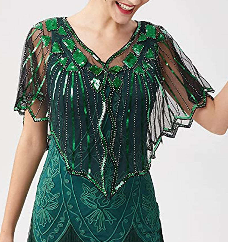 Evening Cape Shawl with Sequin Beads from the 1920s
