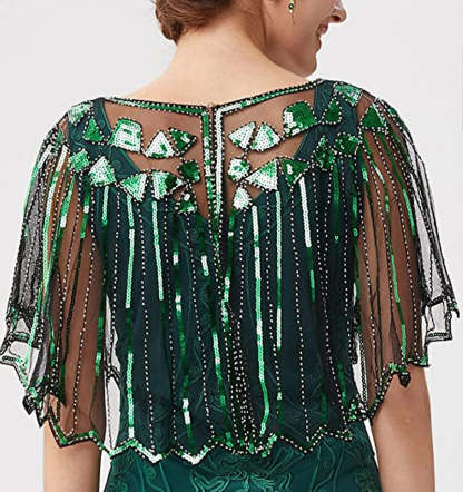 Evening Cape Shawl with Sequin Beads from the 1920s