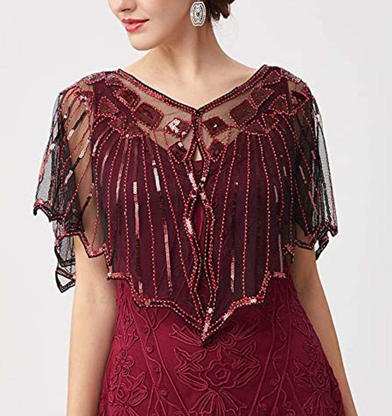 Evening Cape Shawl with Sequin Beads from the 1920s