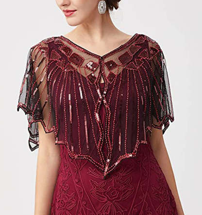 Evening Cape Shawl with Sequin Beads from the 1920s