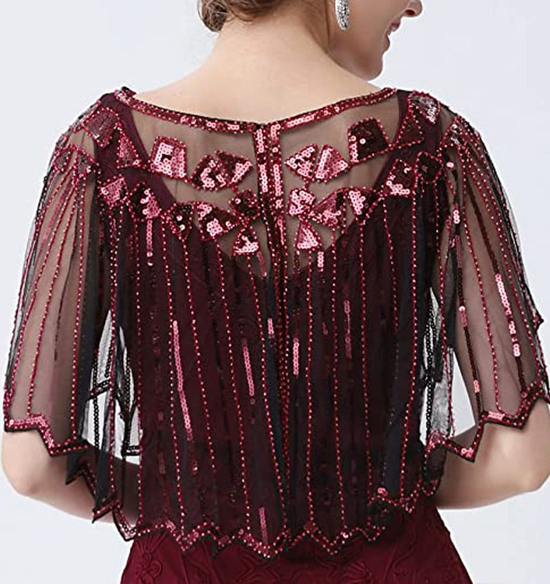 Evening Cape Shawl with Sequin Beads from the 1920s