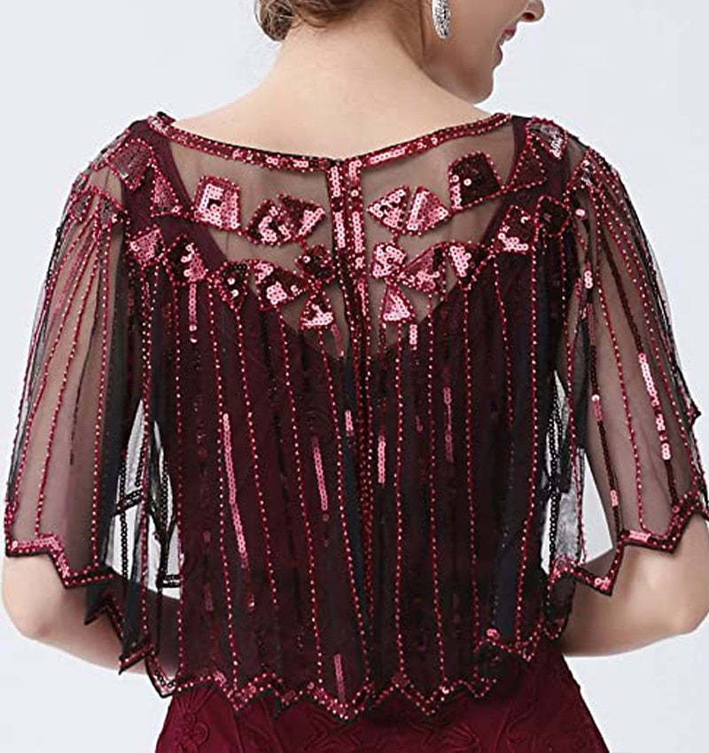 Evening Cape Shawl with Sequin Beads from the 1920s