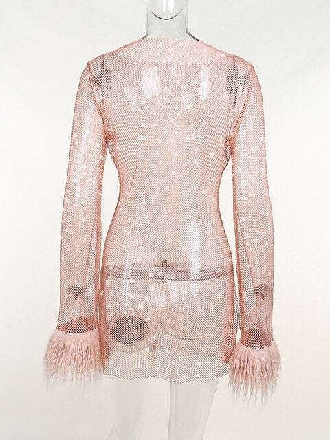 Vintage Mini Dress with Jewel Neckline and Long Sleeves in A-Line/Princess Cut