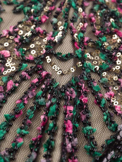 Vintage V-Neck A-Line Princess Dress Knee-Length and Sleeveless with Sequins & Tassel Fringe