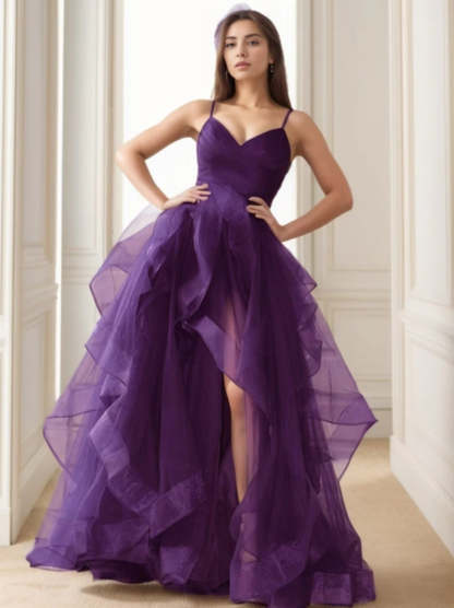 Asymmetrical Spaghetti Strap Evening Dresses in A-Line and Princess Styles