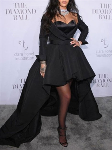 Evening Dresses with Asymmetrical Long Sleeves in A-Line/Princess Style