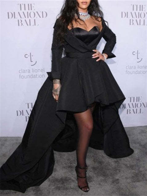 Evening Dresses with Asymmetrical Long Sleeves in A-Line/Princess Style