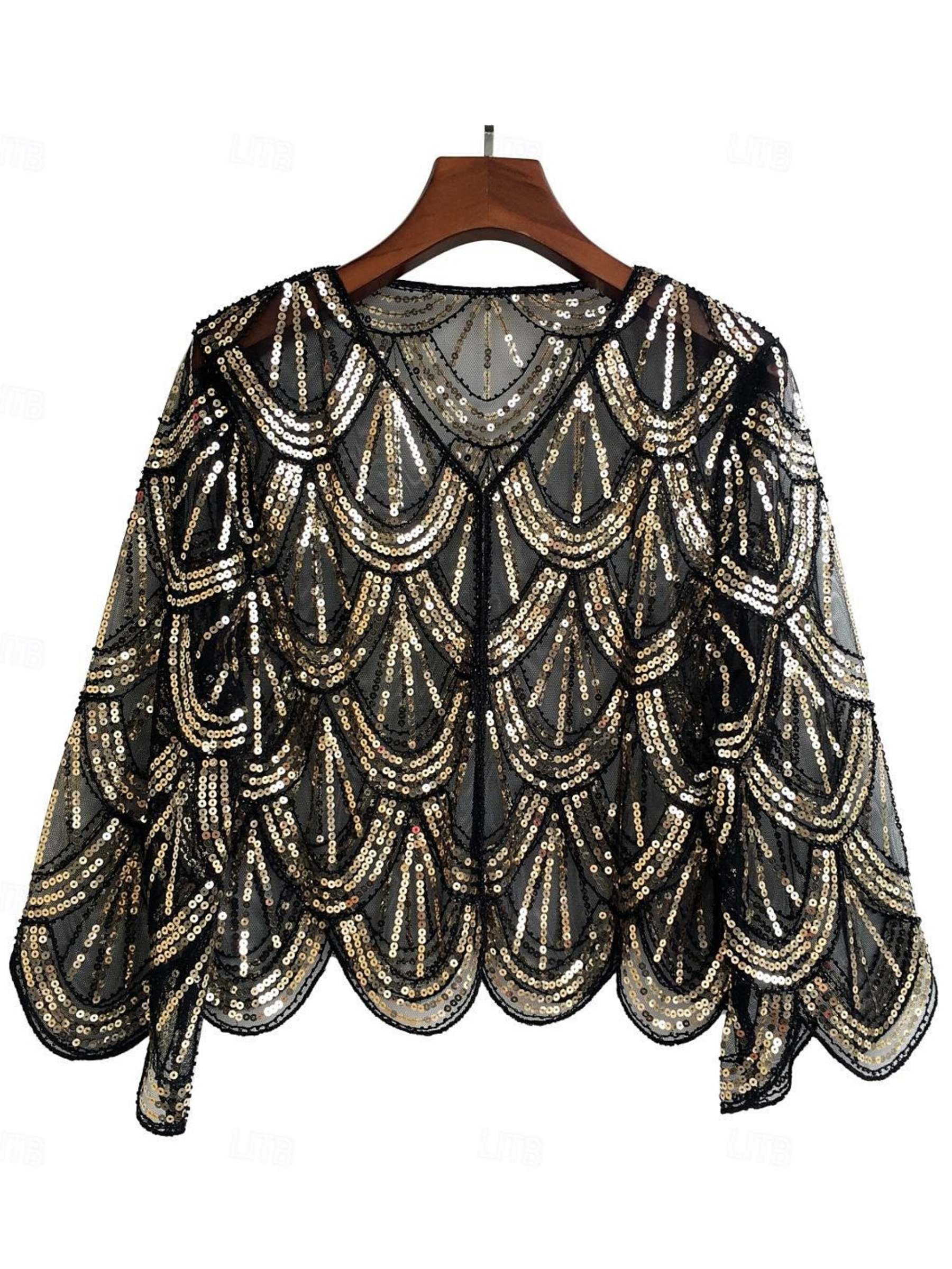 Vintage 1920s Women's Sequined Party Coat Shawl
