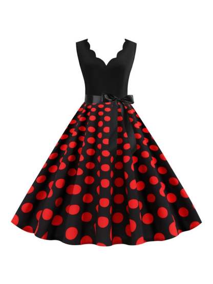 Vintage V-Neck Sleeveless A-Line Princess Dress Knee-Length