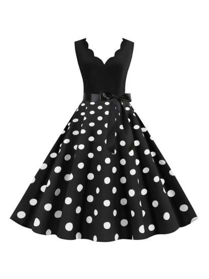 Vintage V-Neck Sleeveless A-Line Princess Dress Knee-Length