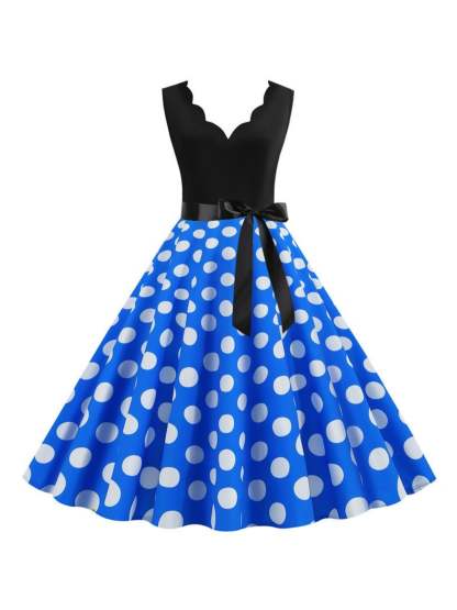 Vintage V-Neck Sleeveless A-Line Princess Dress Knee-Length