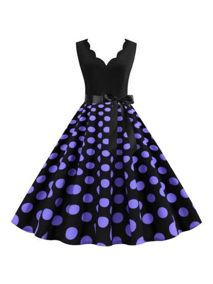 Vintage V-Neck Sleeveless A-Line Princess Dress Knee-Length