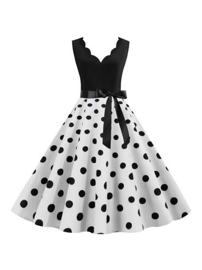 Vintage V-Neck Sleeveless A-Line Princess Dress Knee-Length