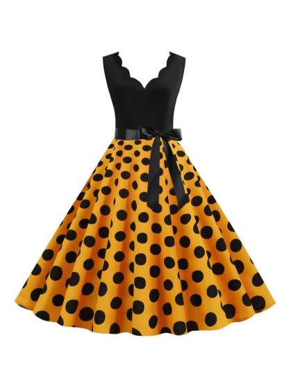 Vintage V-Neck Sleeveless A-Line Princess Dress Knee-Length