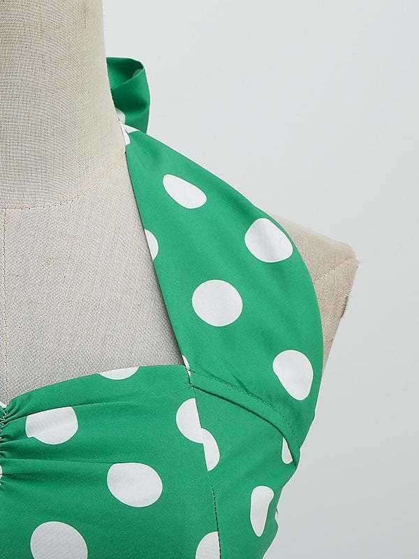 Vintage Tea-Length Halter Dress With Bowknot in A-Line/Princess Style