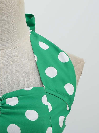 Vintage Tea-Length Halter Dress With Bowknot in A-Line/Princess Style