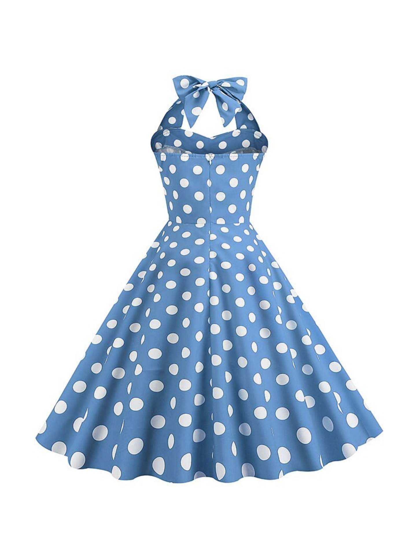 Vintage Tea-Length Halter Dress With Bowknot in A-Line/Princess Style