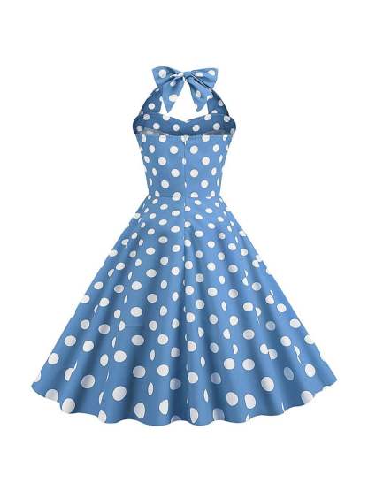 Vintage Tea-Length Halter Dress With Bowknot in A-Line/Princess Style