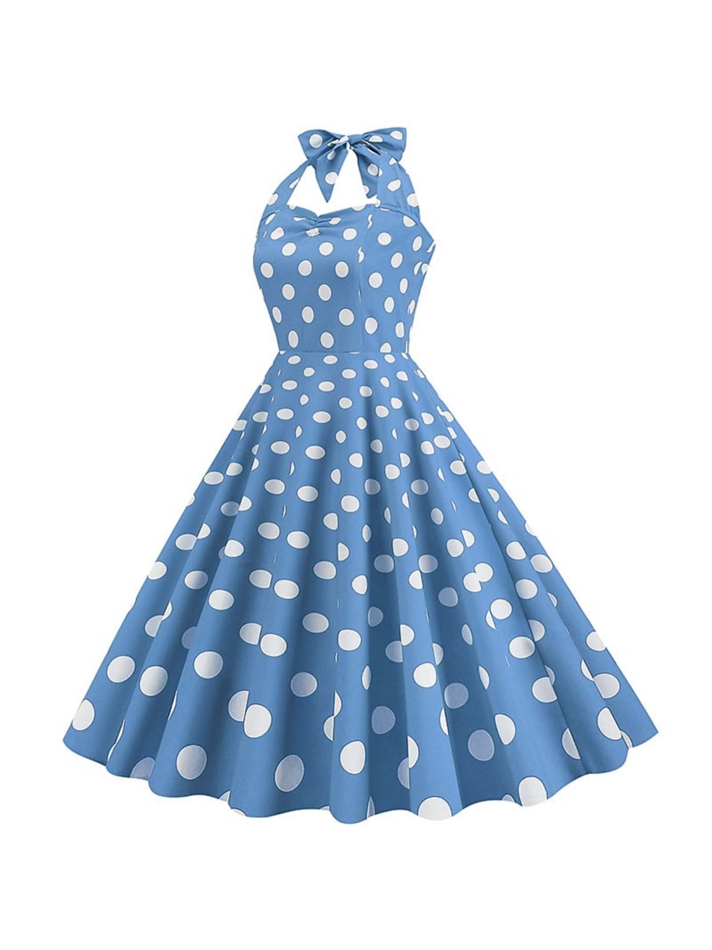 Vintage Tea-Length Halter Dress With Bowknot in A-Line/Princess Style