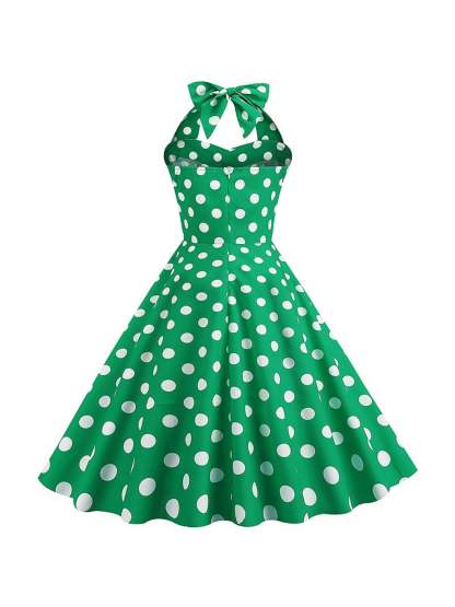 Vintage Tea-Length Halter Dress With Bowknot in A-Line/Princess Style