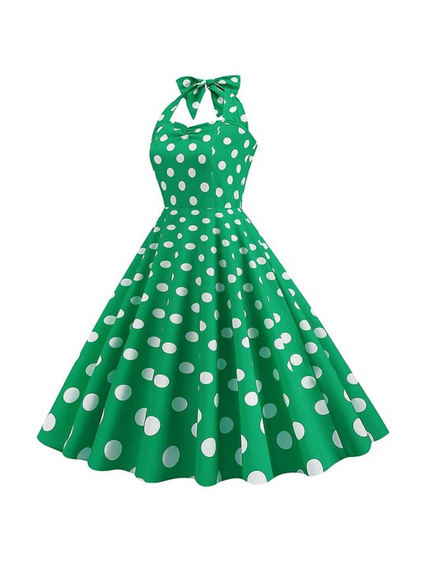 Vintage Tea-Length Halter Dress With Bowknot in A-Line/Princess Style