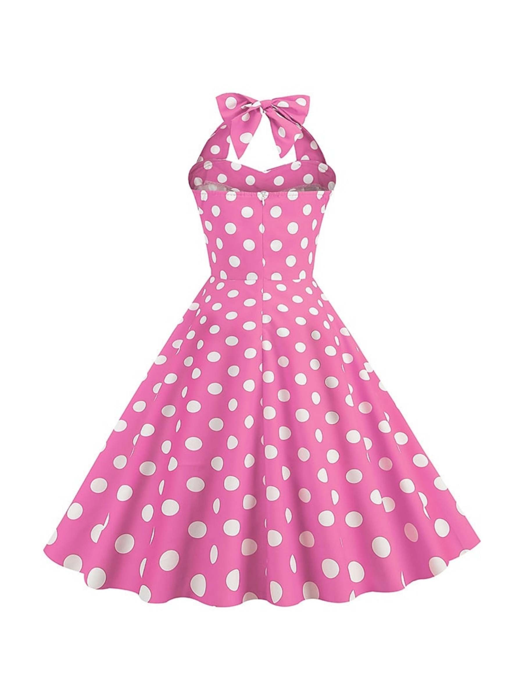 Vintage Tea-Length Halter Dress With Bowknot in A-Line/Princess Style