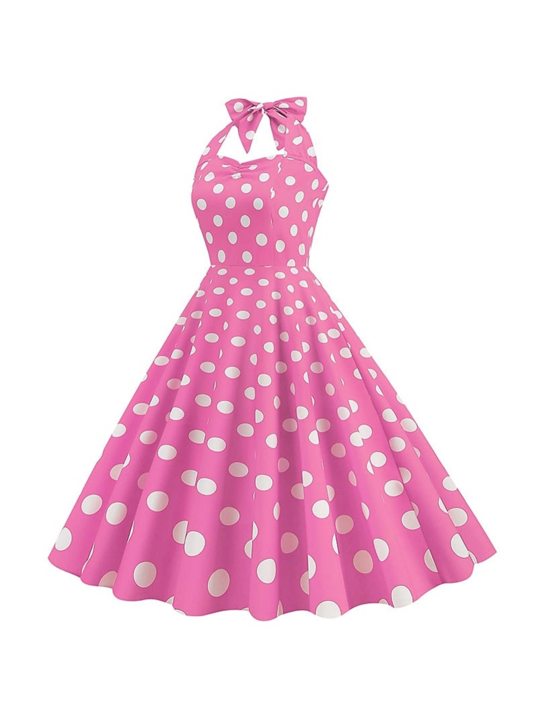 Vintage Tea-Length Halter Dress With Bowknot in A-Line/Princess Style