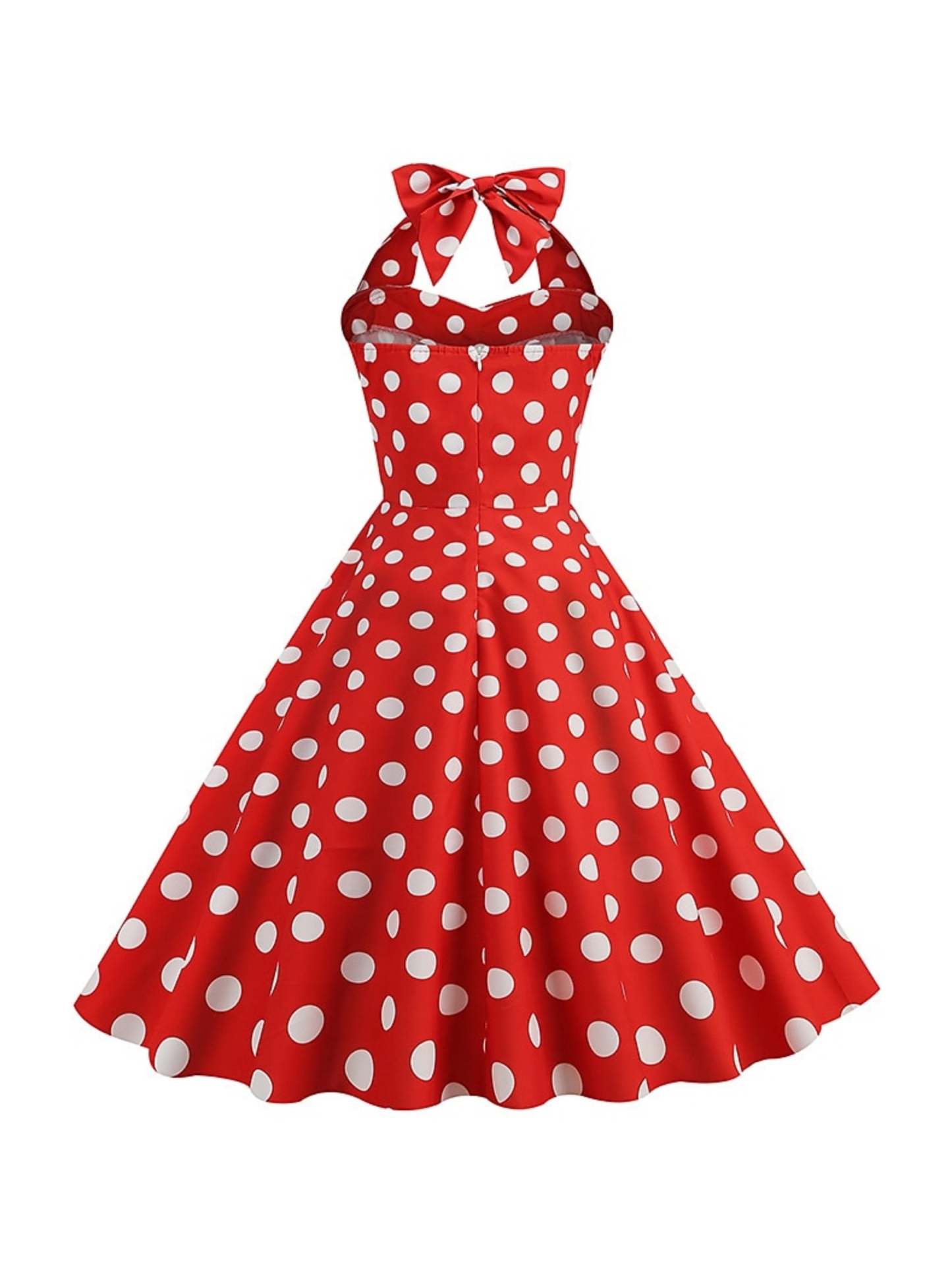 Vintage Tea-Length Halter Dress With Bowknot in A-Line/Princess Style
