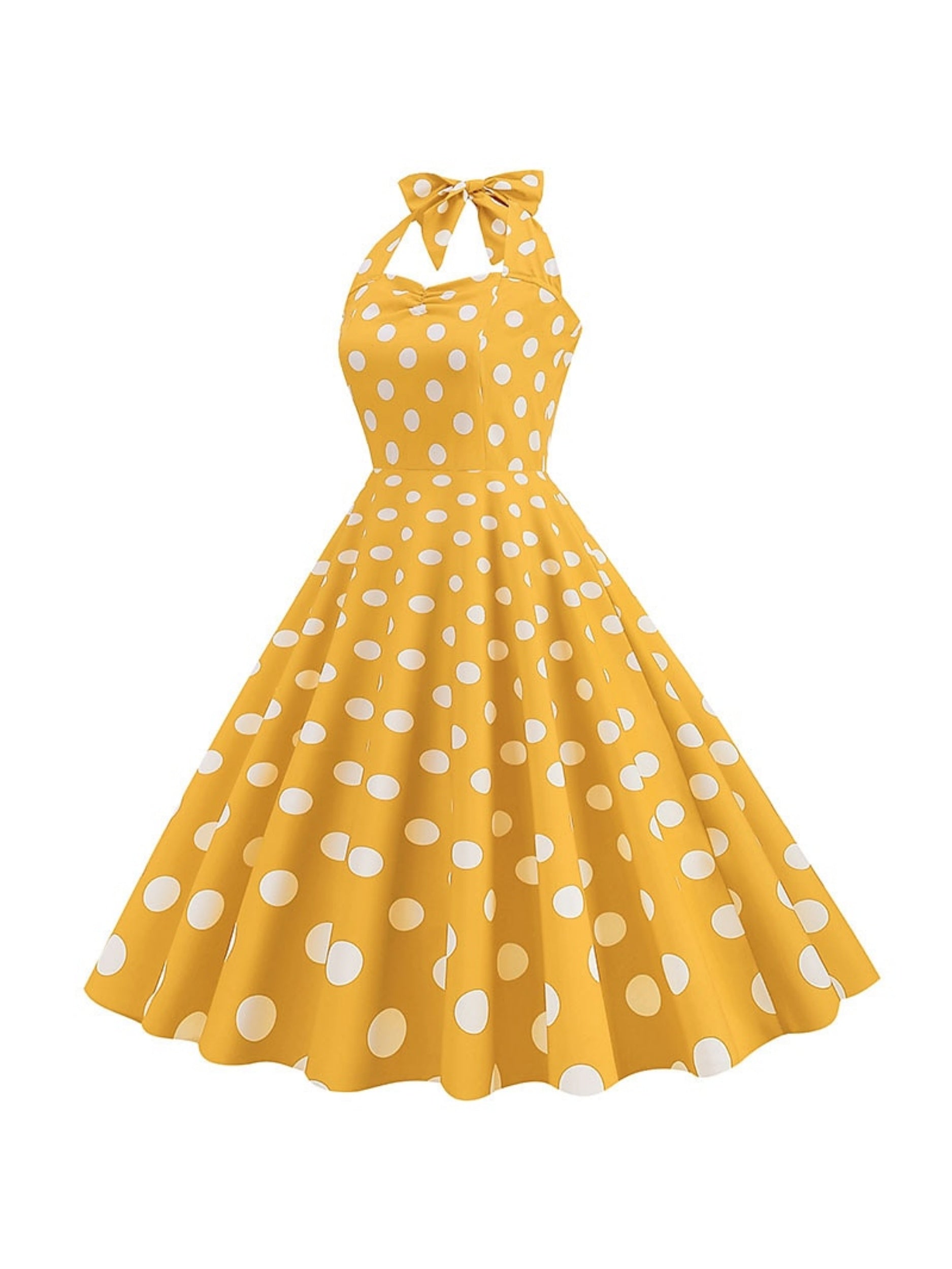 Vintage Tea-Length Halter Dress With Bowknot in A-Line/Princess Style