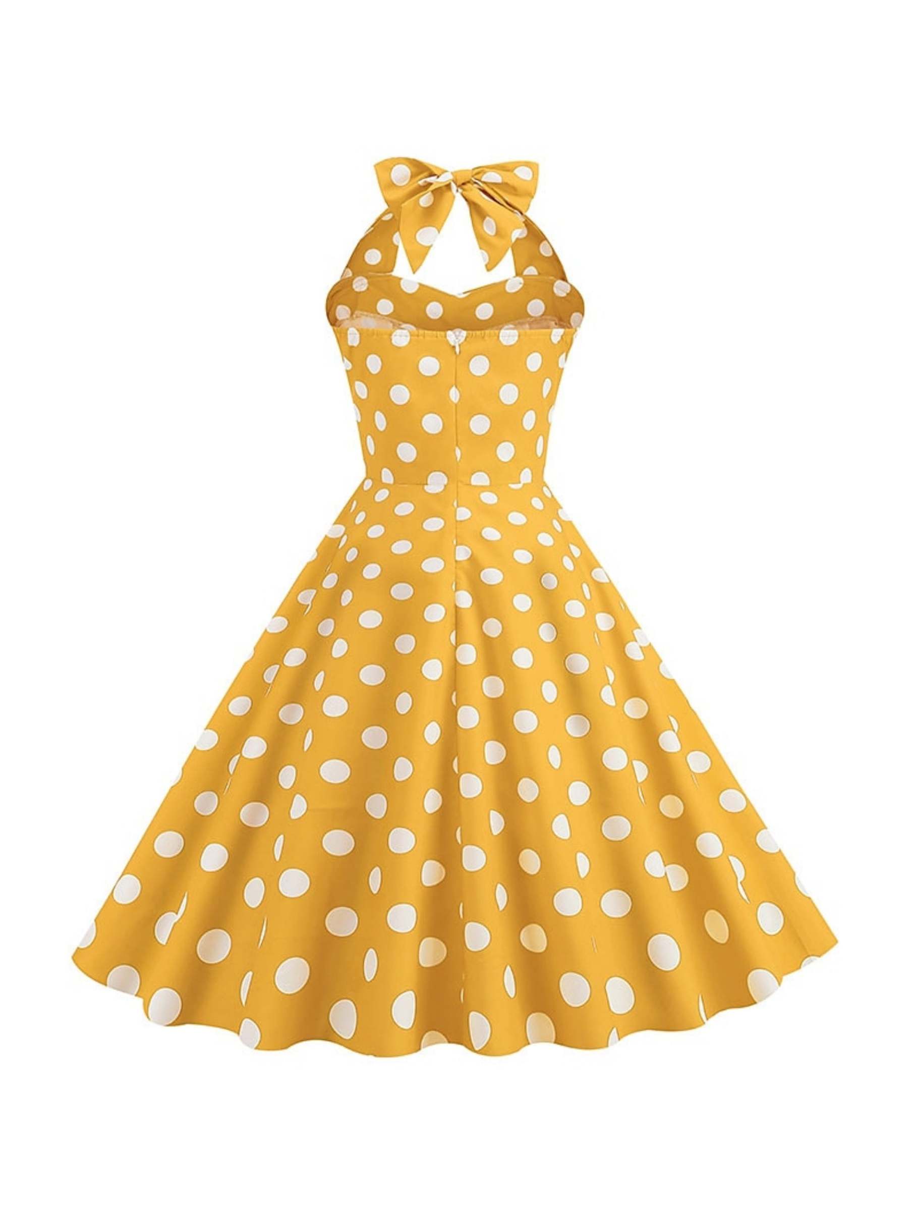 Vintage Tea-Length Halter Dress With Bowknot in A-Line/Princess Style