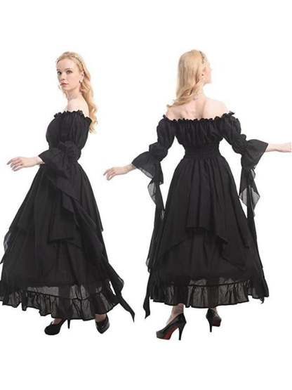 Vintage A-Line Princess Dress with Scoop Neck and Long Sleeves
