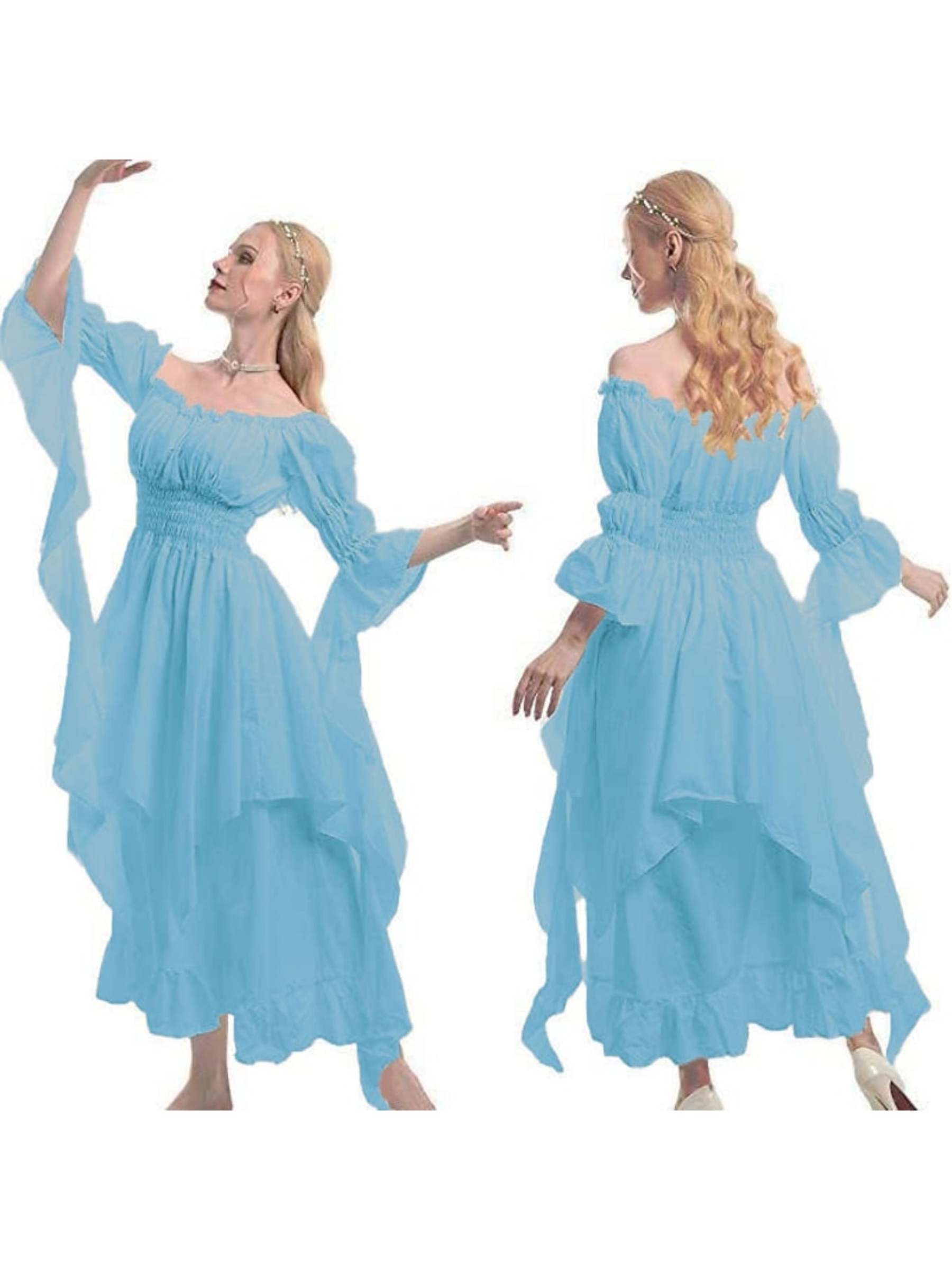Vintage A-Line Princess Dress with Scoop Neck and Long Sleeves