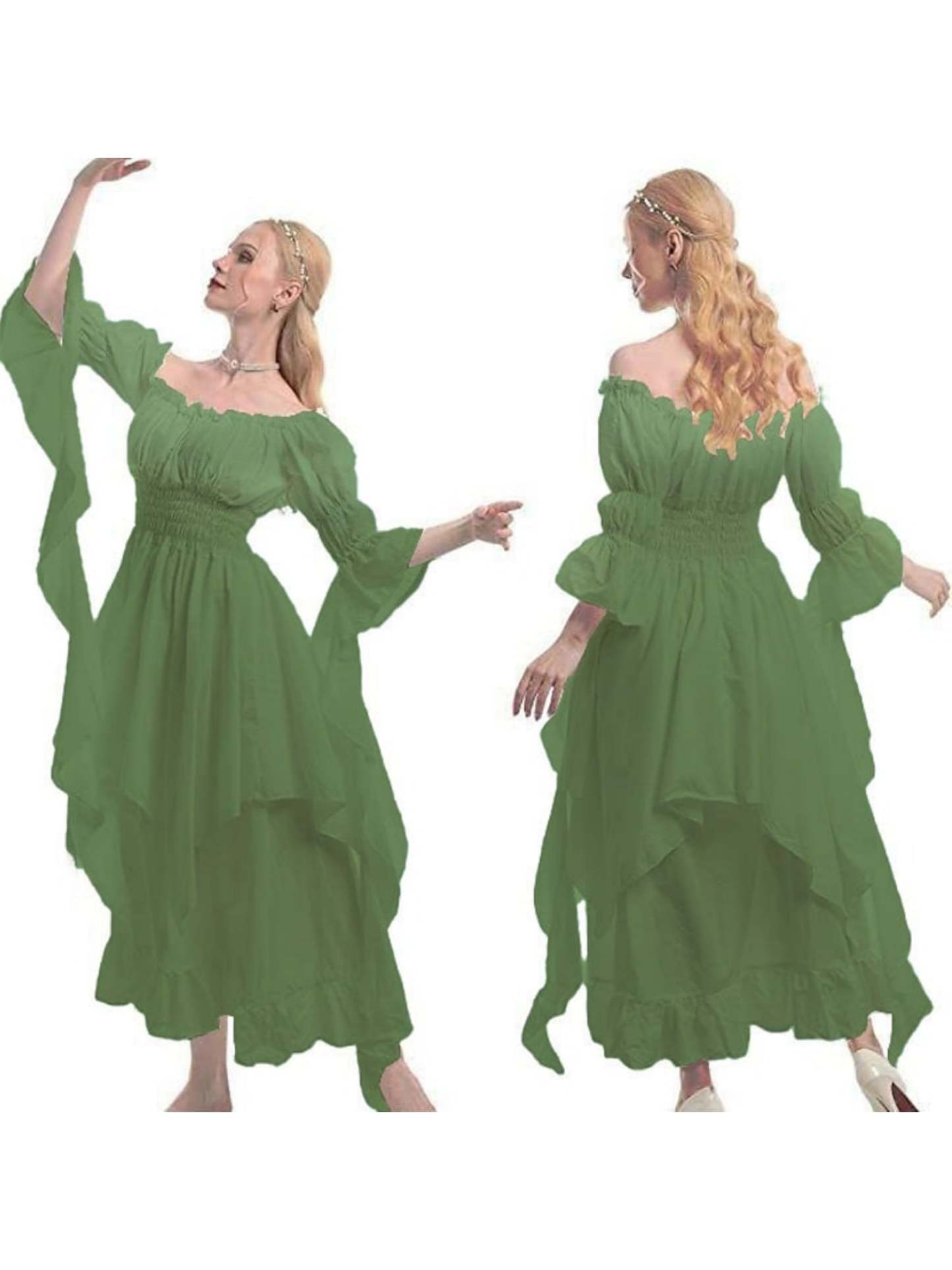 Vintage A-Line Princess Dress with Scoop Neck and Long Sleeves