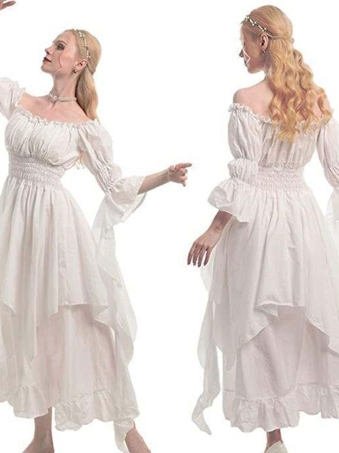 Vintage A-Line Princess Dress with Scoop Neck and Long Sleeves