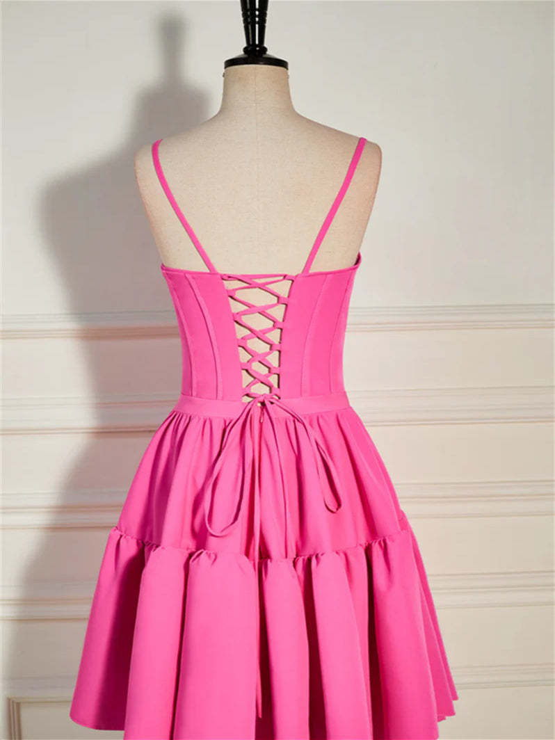 Sleeveless Scoop Neck A-Line Mini Dress with Ruffles for Party or Homecoming