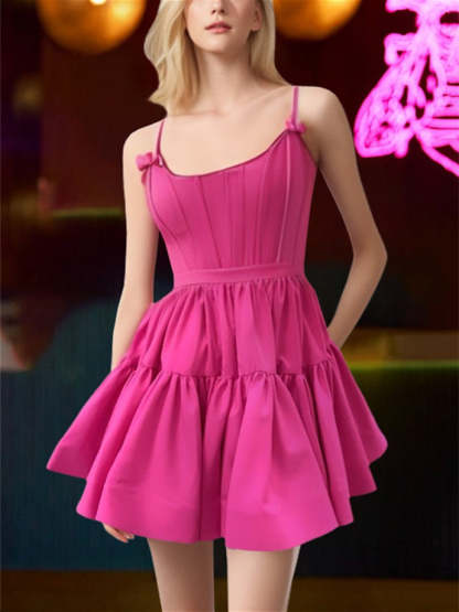 Sleeveless Scoop Neck A-Line Mini Dress with Ruffles for Party or Homecoming