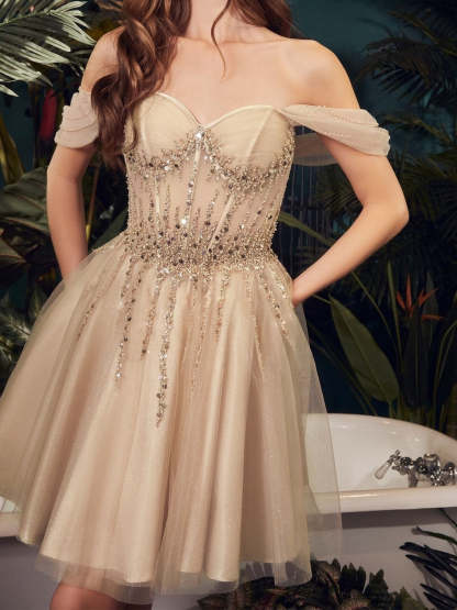 Sleeveless Mini A-Line Party Dress with Semi-Sweetheart Neckline