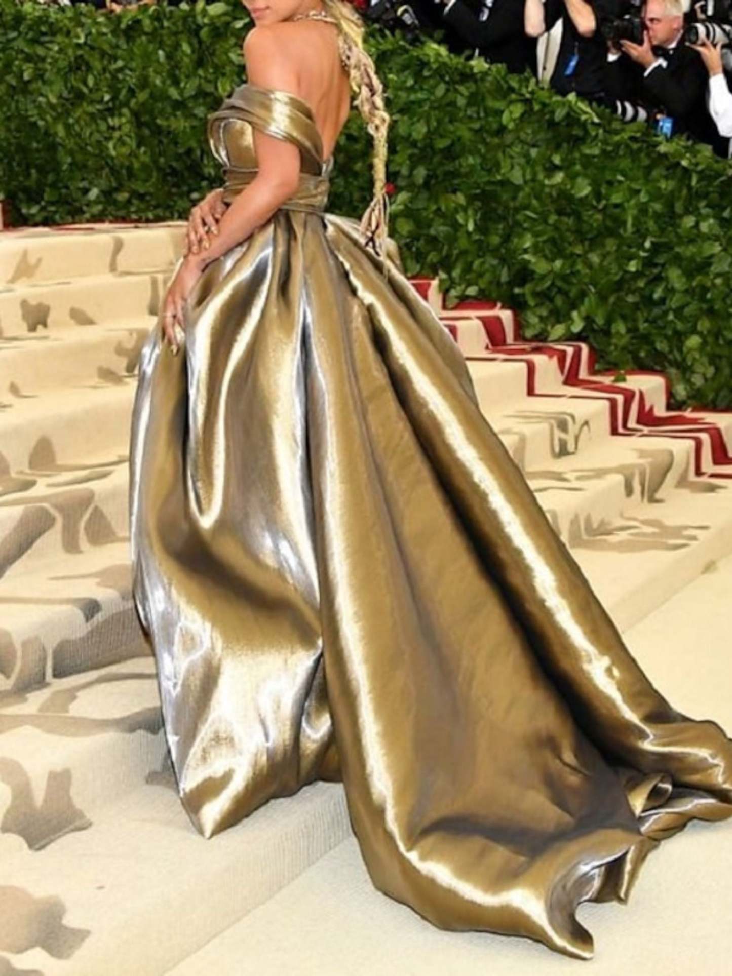 Princess A-Line Off-the-Shoulder Floor-Length Evening Gown with High Slit