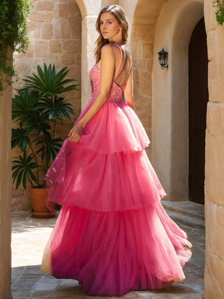 Princess A-Line Prom Dress with Criss Cross Sleeveless Asymmetrical Ruched Design