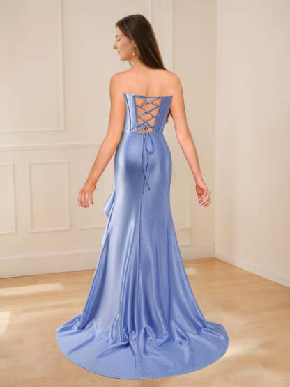 Sparkly Sweetheart Prom Dresses with Asymmetrical Ruffles & Lace-up in Trumpet/Mermaid Style