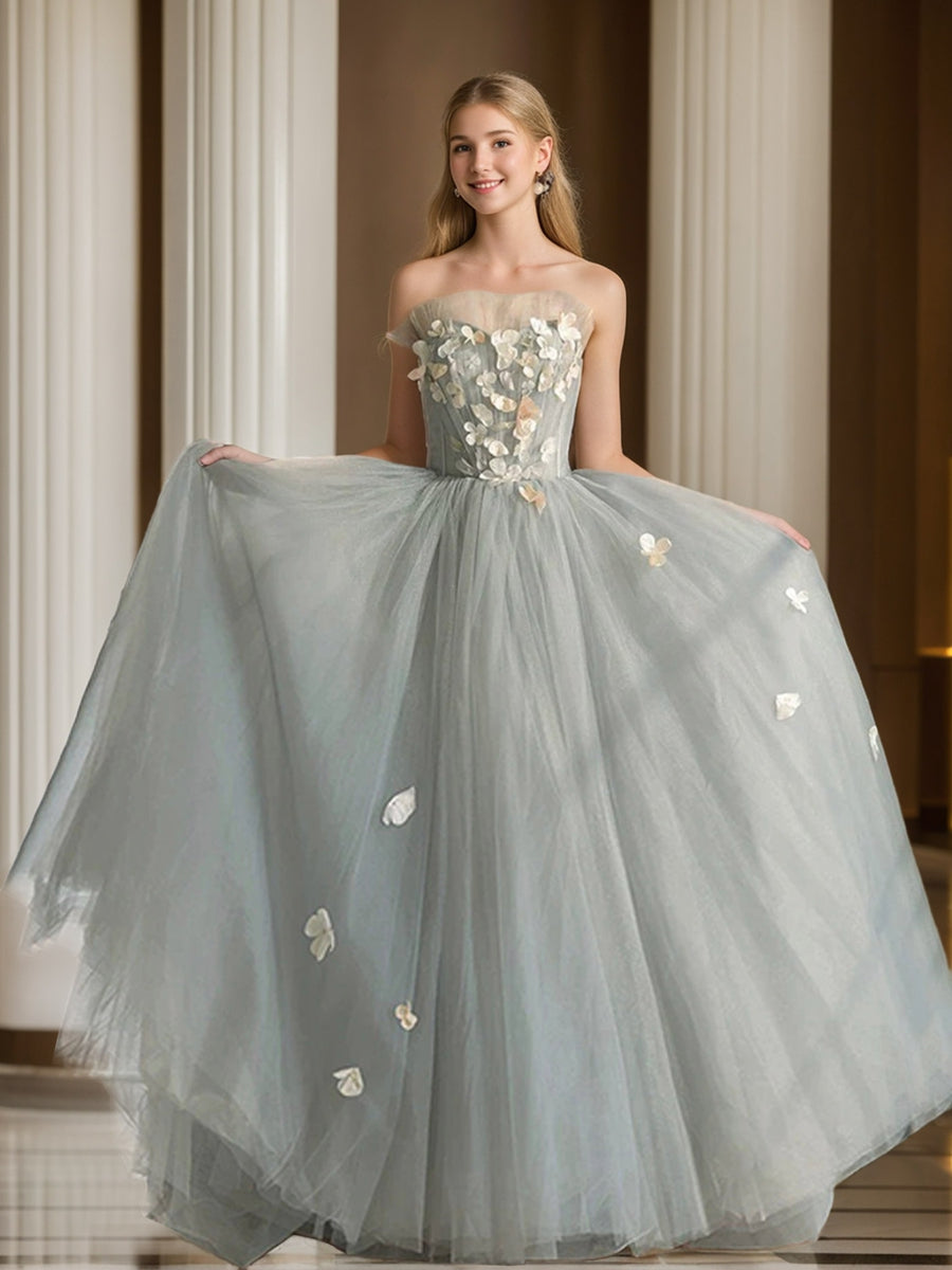 Sweetheart Princess A-Line Sleeveless Prom Dress with Pleated Tulle and Embroidery