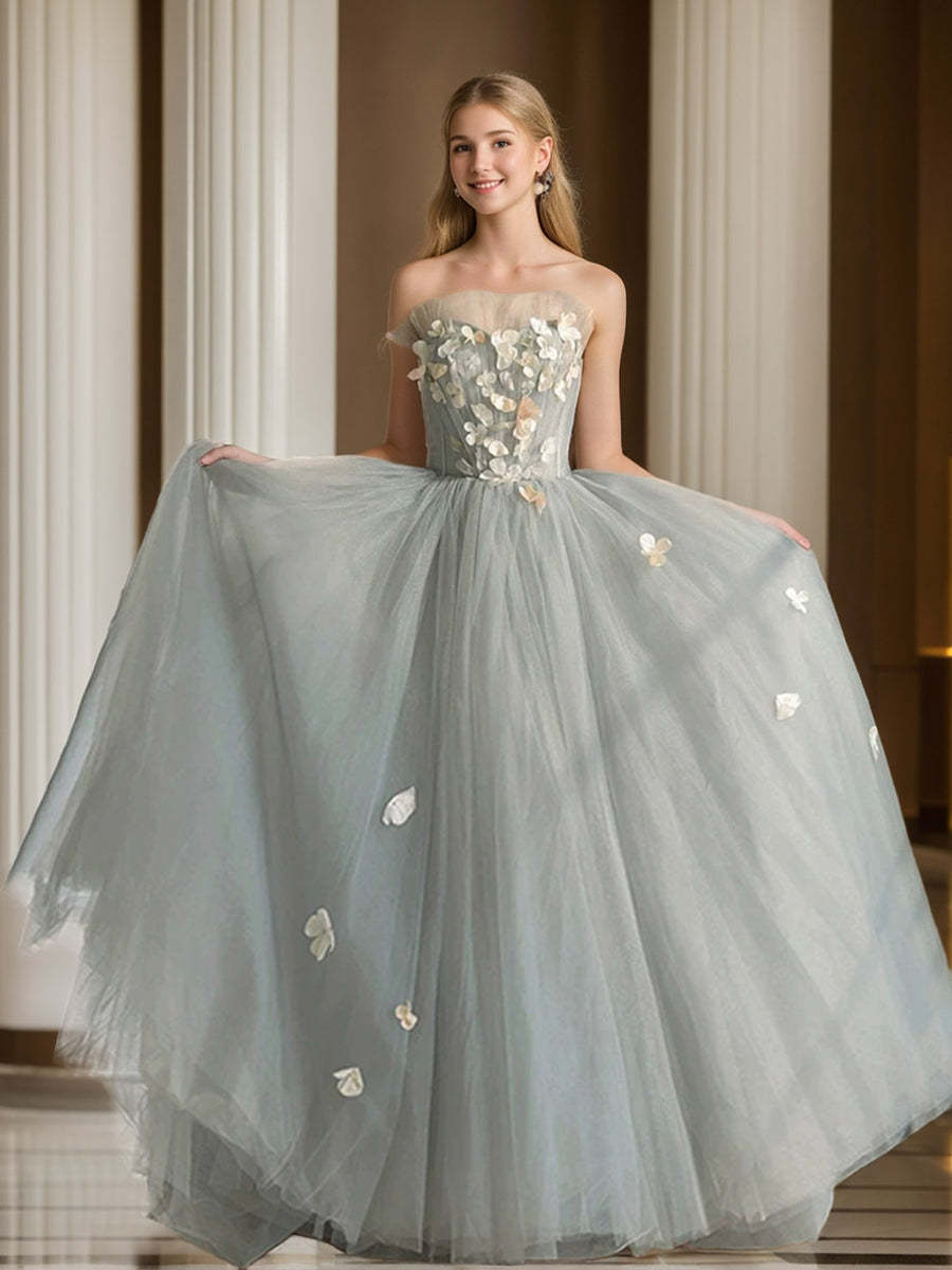 Sweetheart Princess A-Line Sleeveless Prom Dress with Pleated Tulle and Embroidery