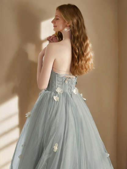 Sweetheart Princess A-Line Sleeveless Prom Dress with Pleated Tulle and Embroidery