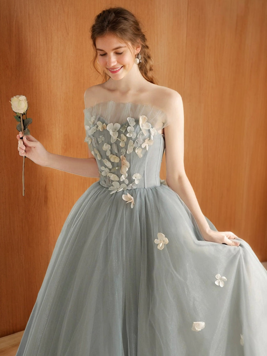 Sweetheart Princess A-Line Sleeveless Prom Dress with Pleated Tulle and Embroidery