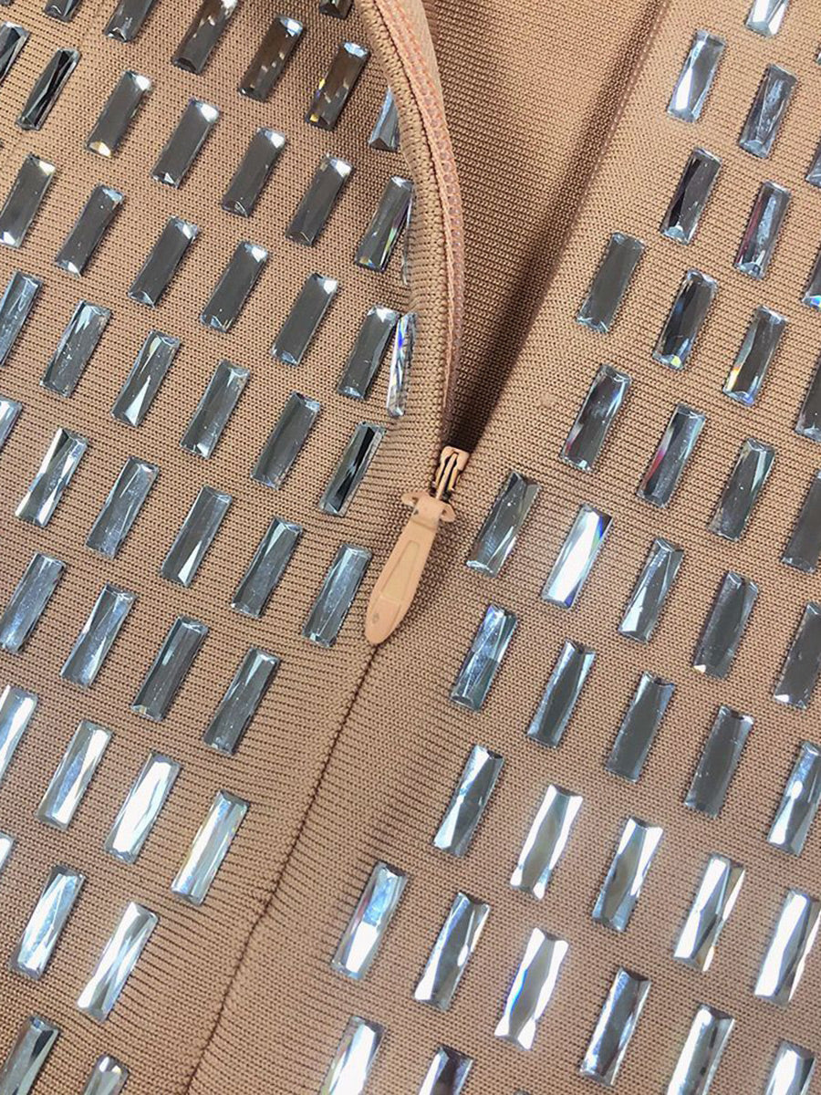 Strapless Luxurious Long Prom Dress with Rhinestone Sheath/Column Design