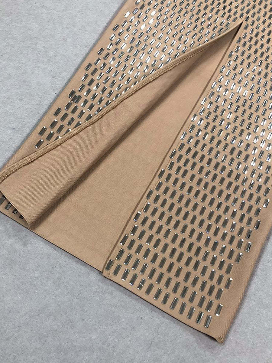 Strapless Luxurious Long Prom Dress with Rhinestone Sheath/Column Design