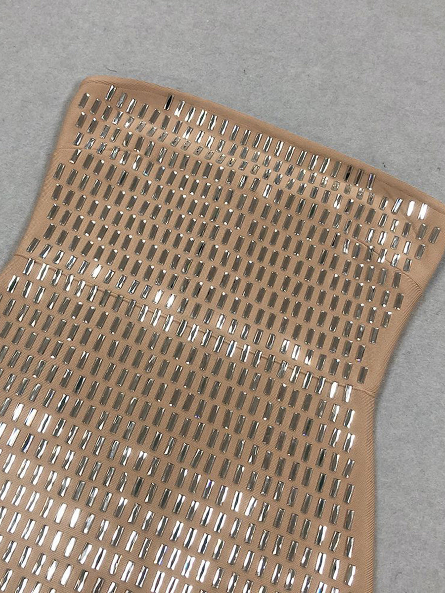 Strapless Luxurious Long Prom Dress with Rhinestone Sheath/Column Design