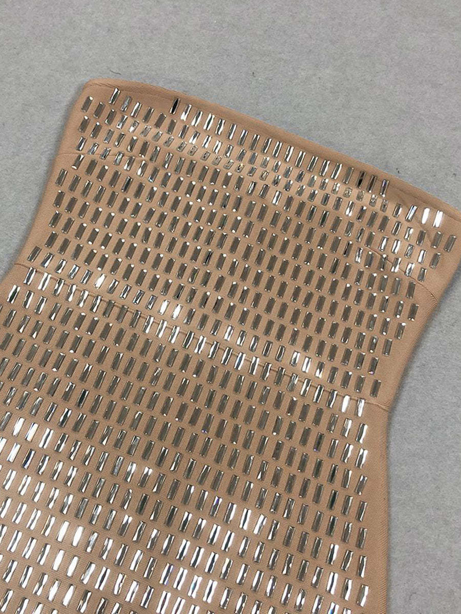 Strapless Luxurious Long Prom Dress with Rhinestone Sheath/Column Design